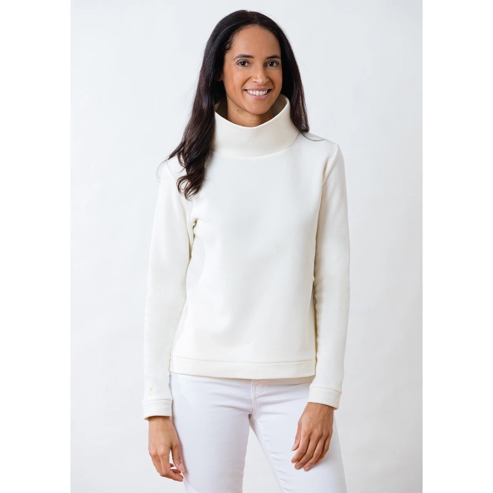 Dudley Stephens Park Slope Terry Fleece Turtleneck in Off-White Cream